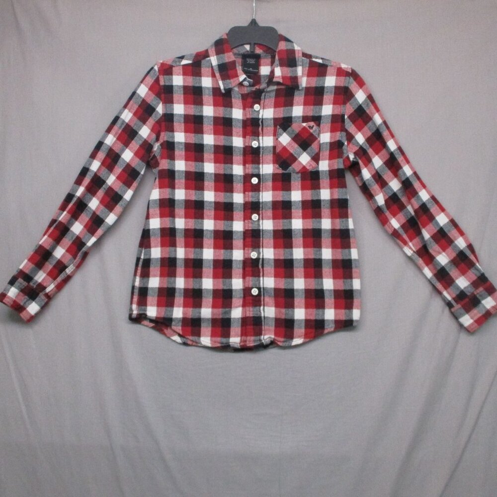 Shawn White Long Sleeve Button Down Plaid Red/Black Boys Size M